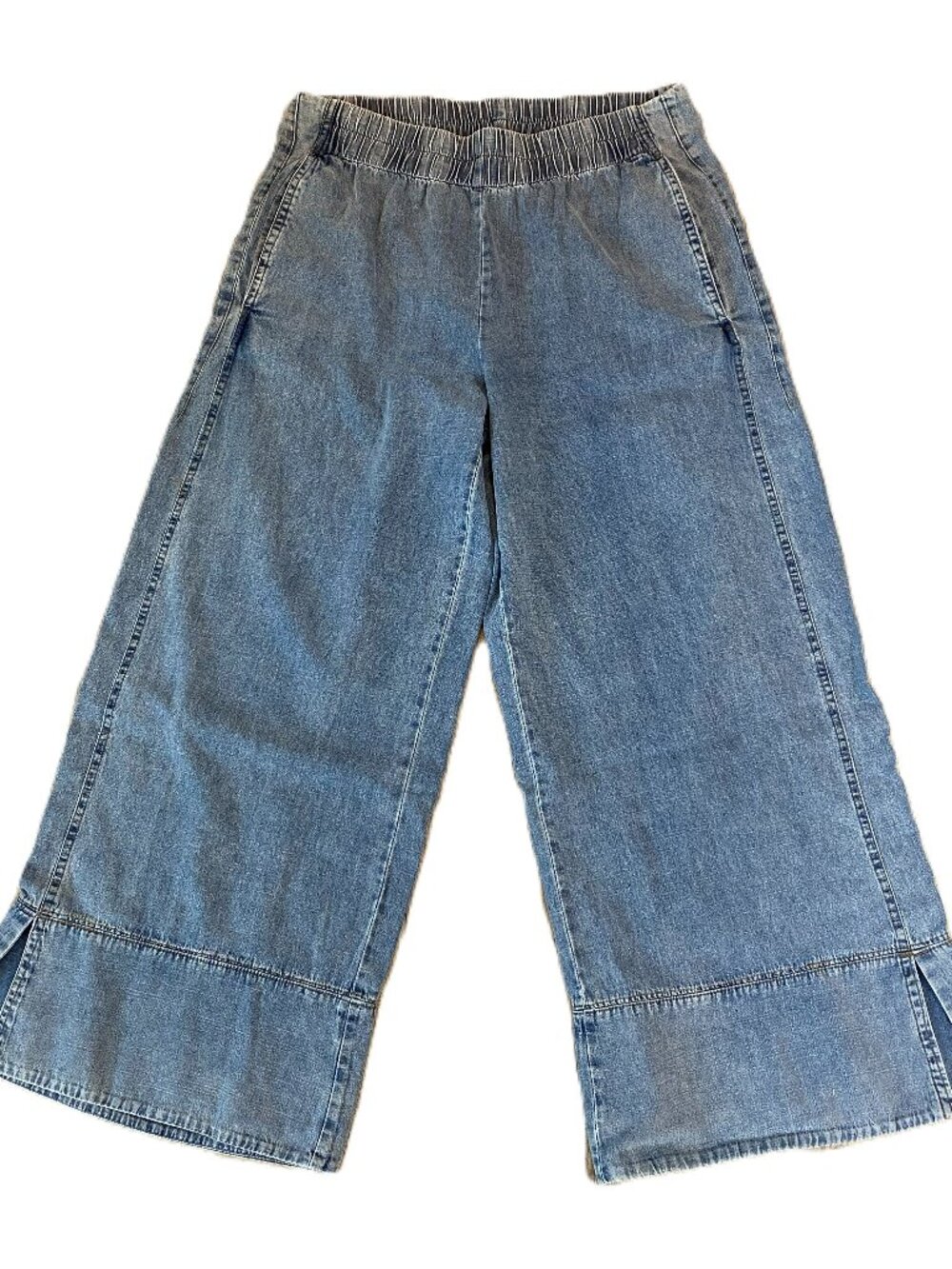 Umgee Denim Wide Leg Pants, Plus Stone Wash Denim , Large, NWT